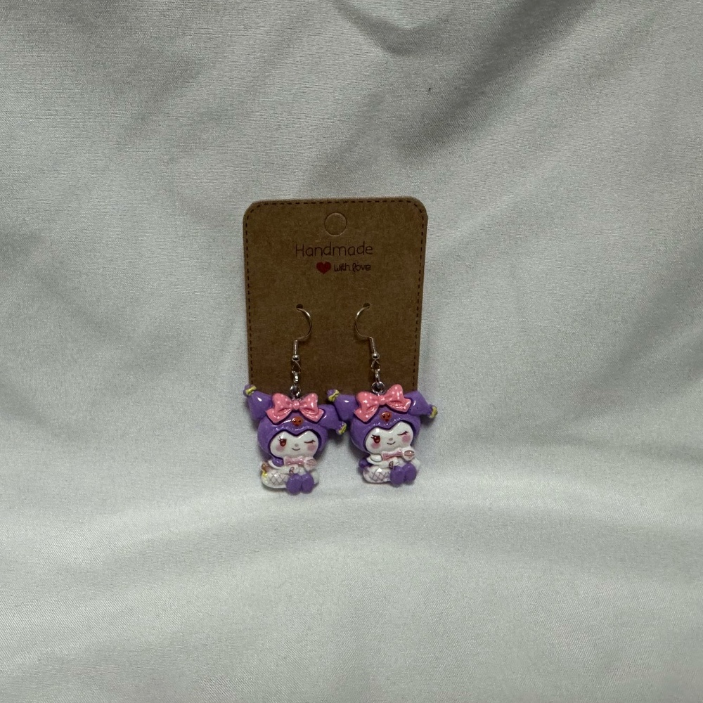 Handmade Purple Kuromi Earrings